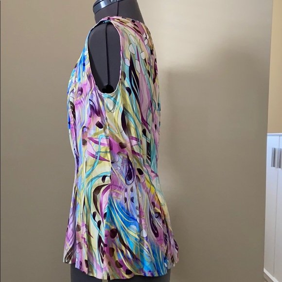 Silk Print Peplum Blouse - Picture 5 of 8